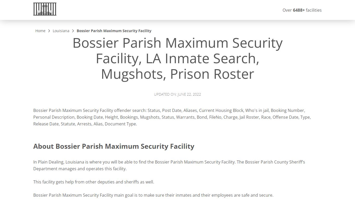 Bossier Max Inmate Search